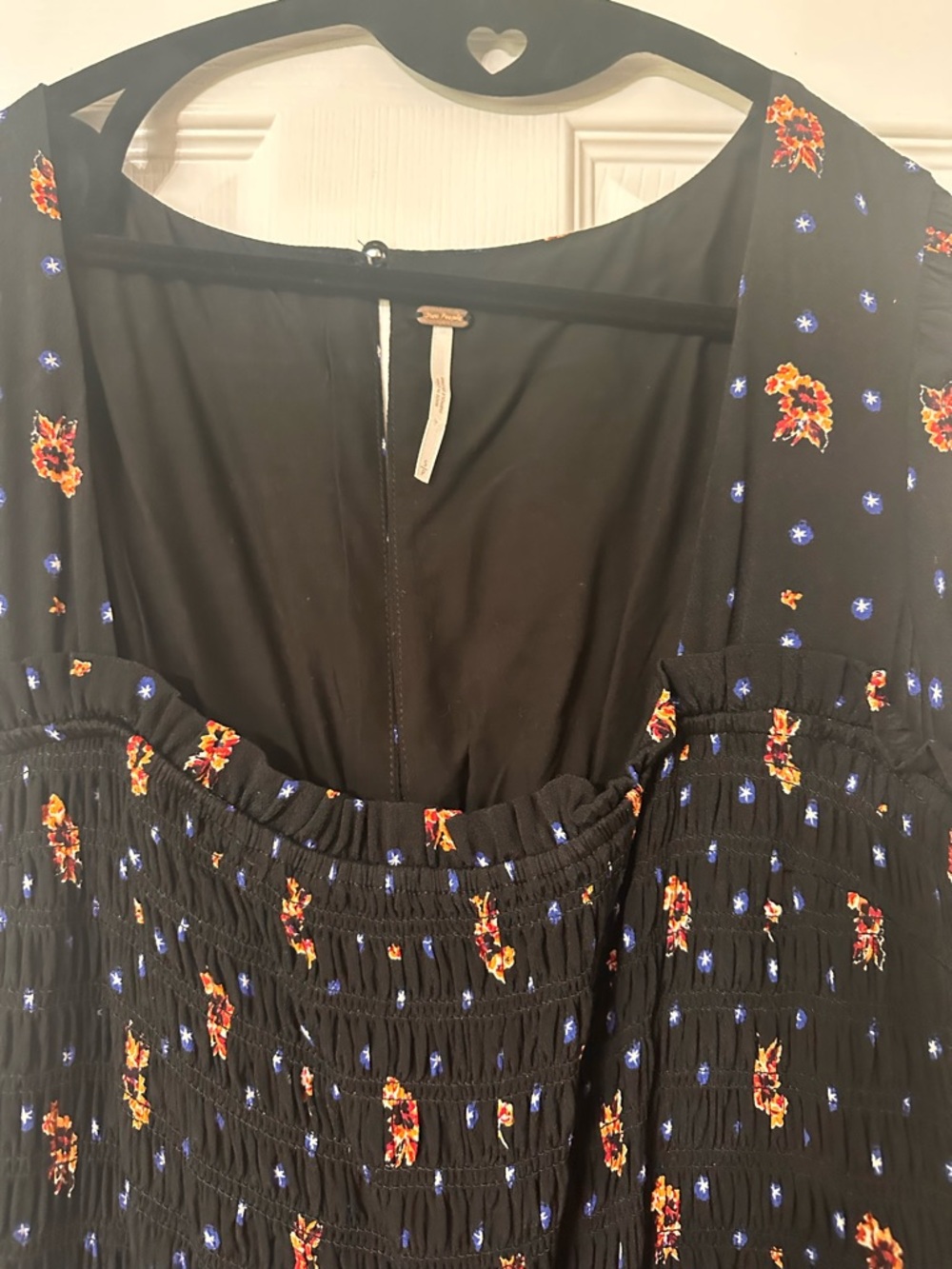 Free people Black Floral Smocked Long-Sleeve Mini Dress - Picture 5 of 6